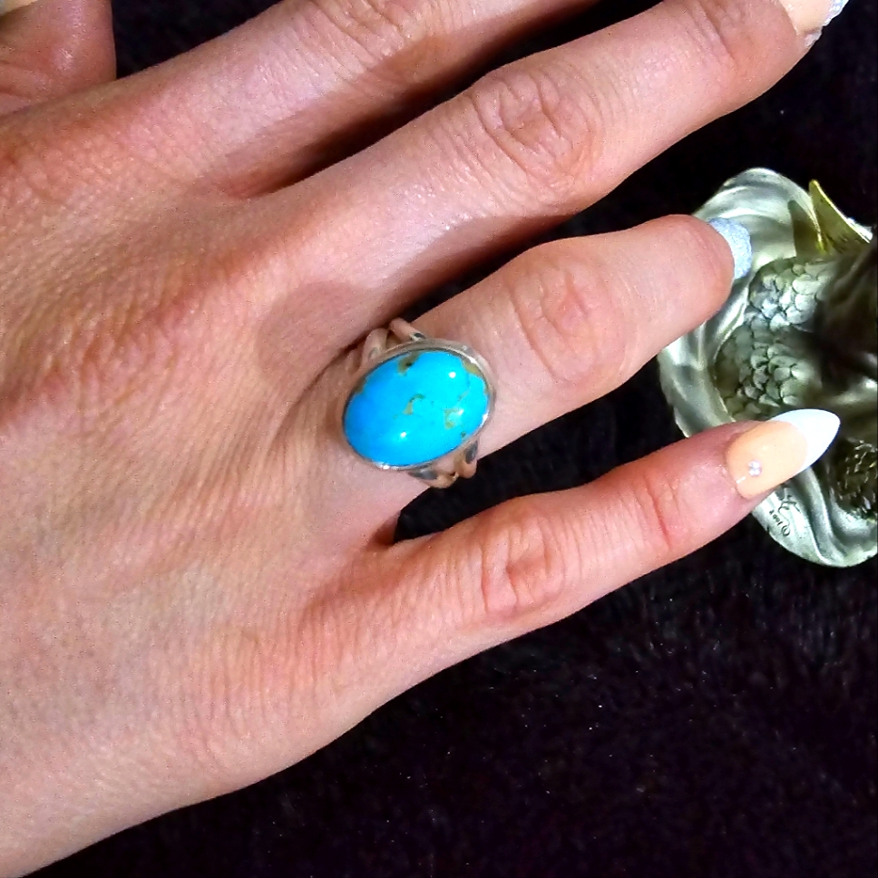 Natural Sleeping Beauty Turquoise 925 Size 5